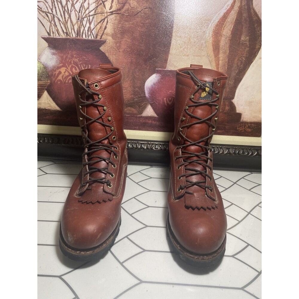 Golden Retriever Mens Brown Leather Work Boots 13 W